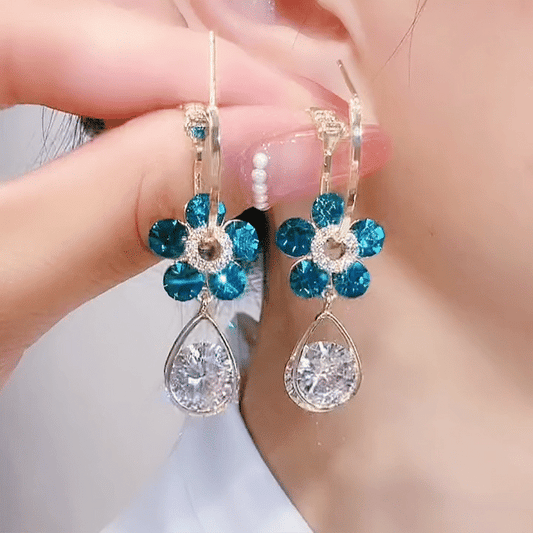 Boucles d’oreilles élégantes en cristal floral