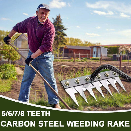 🔥Minimum 46% discount🔥⛏️5/6/7/8 Teeth Carbon Steel Garden Weeding Rake⛏️